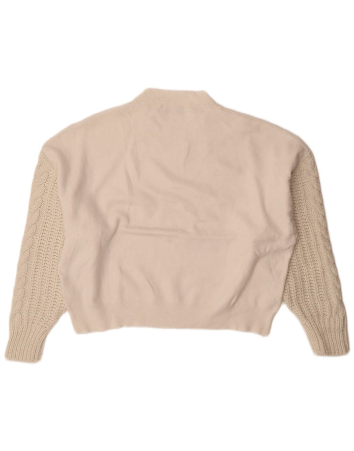 Zara Suéter feminino oversized com gola de tartaruga Reino Unido 10 viscose branca pequena