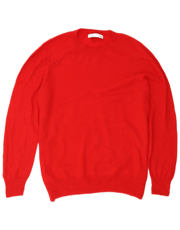 Suéter feminino Zara com gola redonda, Reino Unido 18 XL, lã vermelha