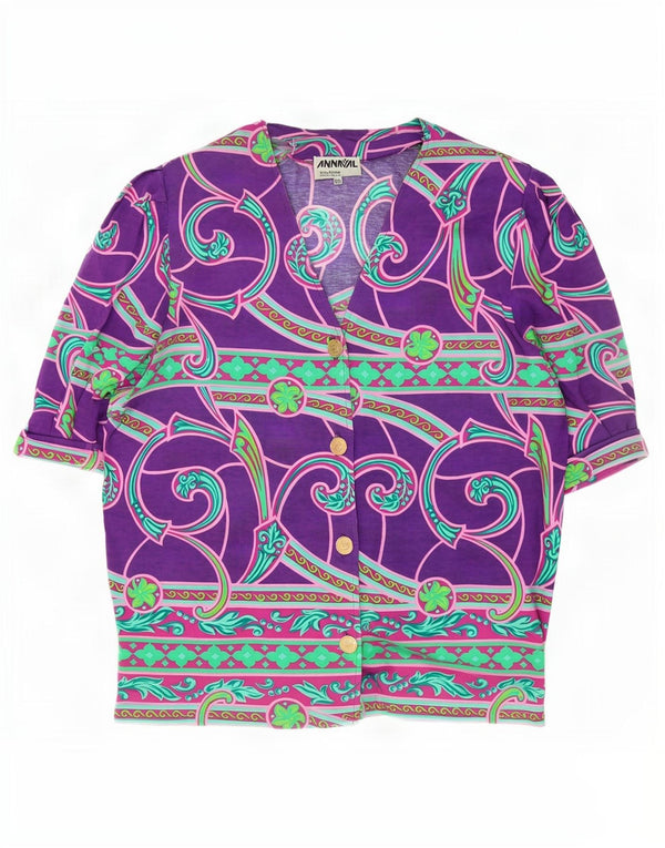 Blusa feminina vintage de manga curta IT 50 XL Roxo Paisley