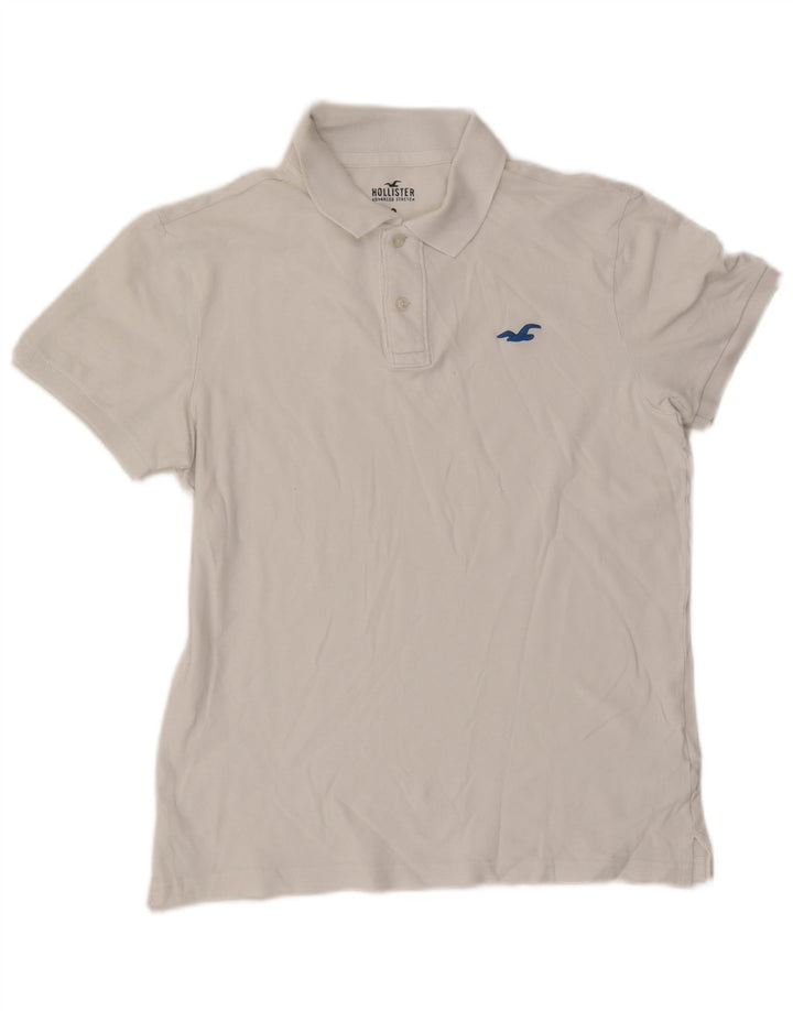 Camisa polo masculina Hollister de algodão branco médio