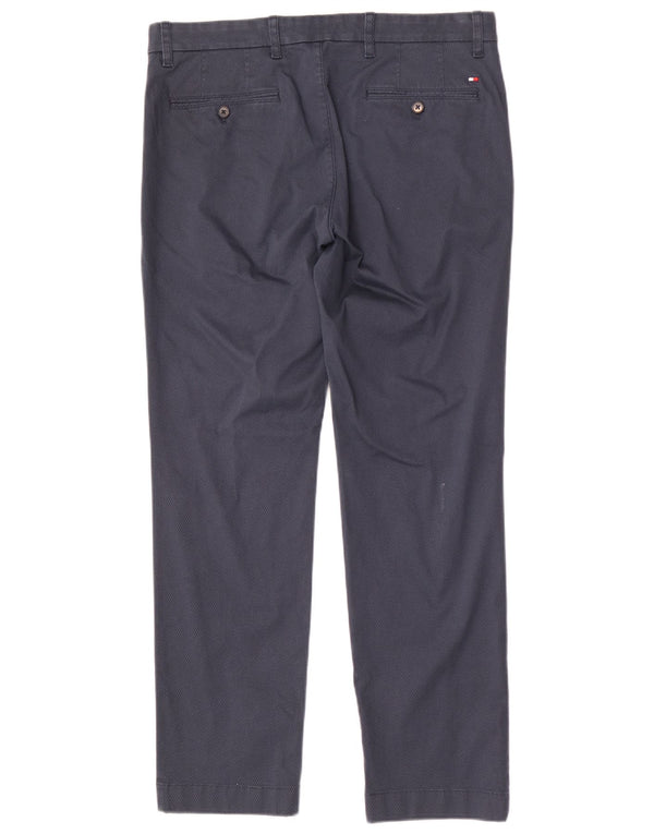 Tommy Hilfiger Calça Chino Masculina Reta W34 L30 Azul Marinho Geométrica