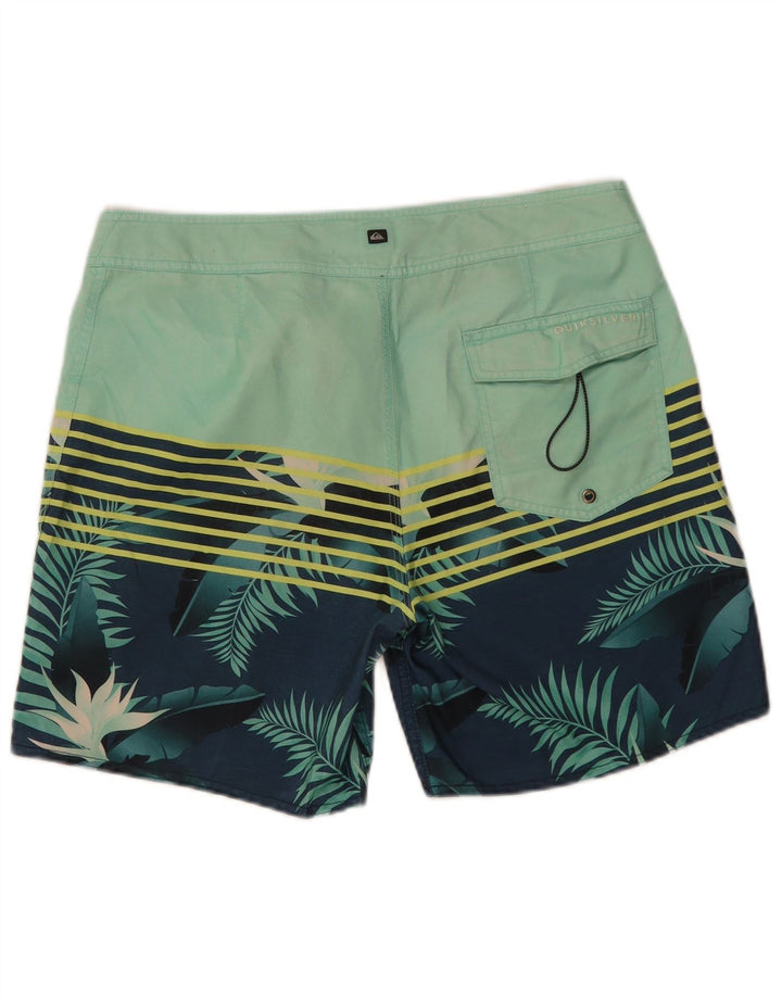 Shorts de natação masculino Quiksilver poliéster floral verde médio
