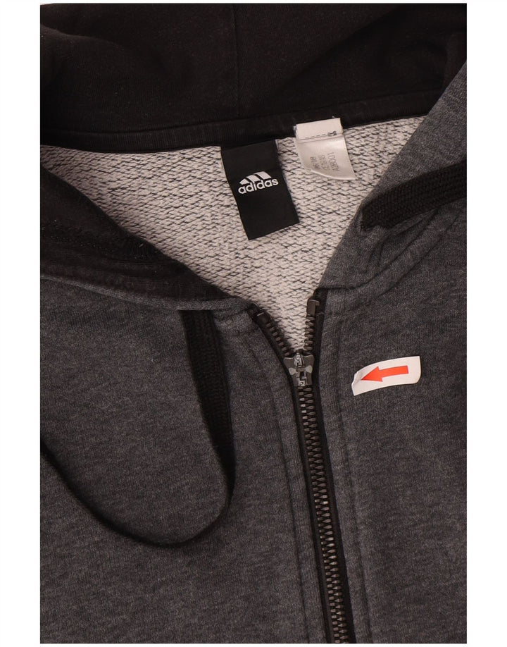 Adidas masculino zip moletom com capuz grande algodão cinza