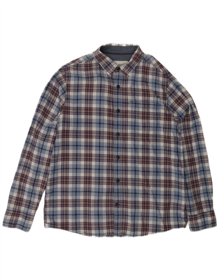 Camisa masculina Fat Face grande algodão xadrez azul