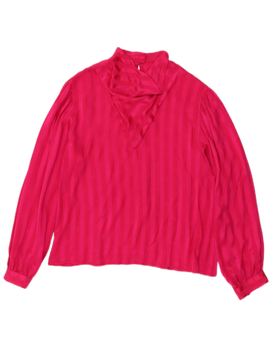 Blusa feminina vintage de manga comprida UK 12 listrada rosa média