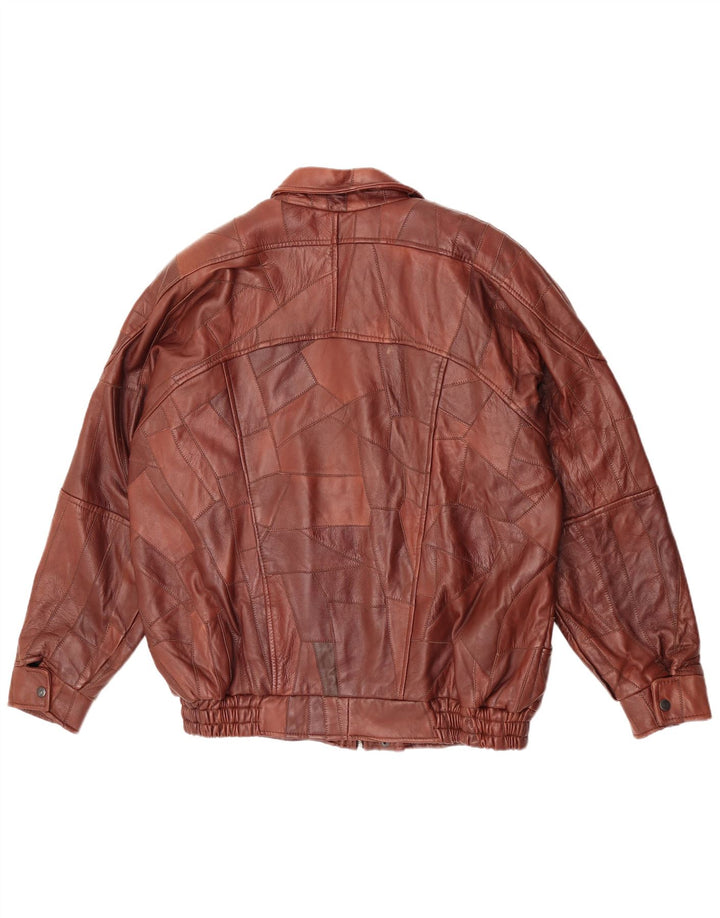 Jaqueta de couro masculina vintage UK 44 2XL marrom