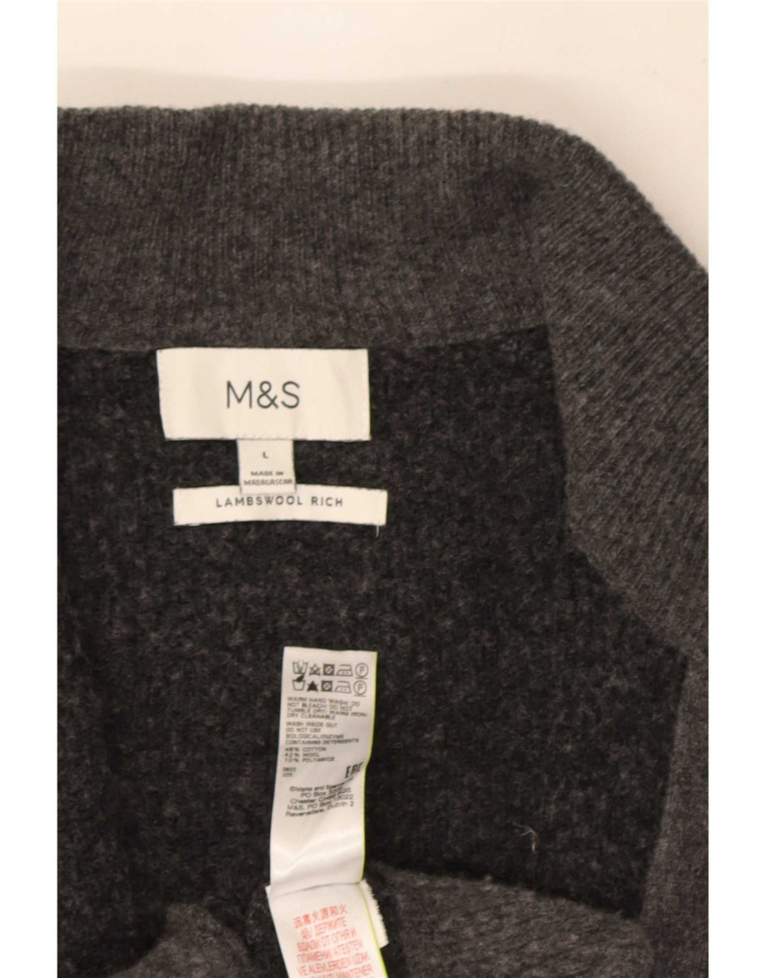 Suéter cardigã masculino Marks & Spencer grande algodão cinza