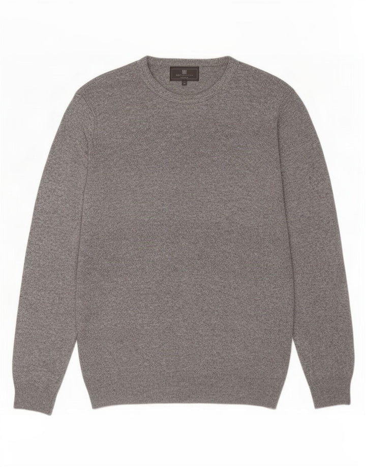 Suéter masculino Marks & Spencer com gola redonda, cinza médio manchado