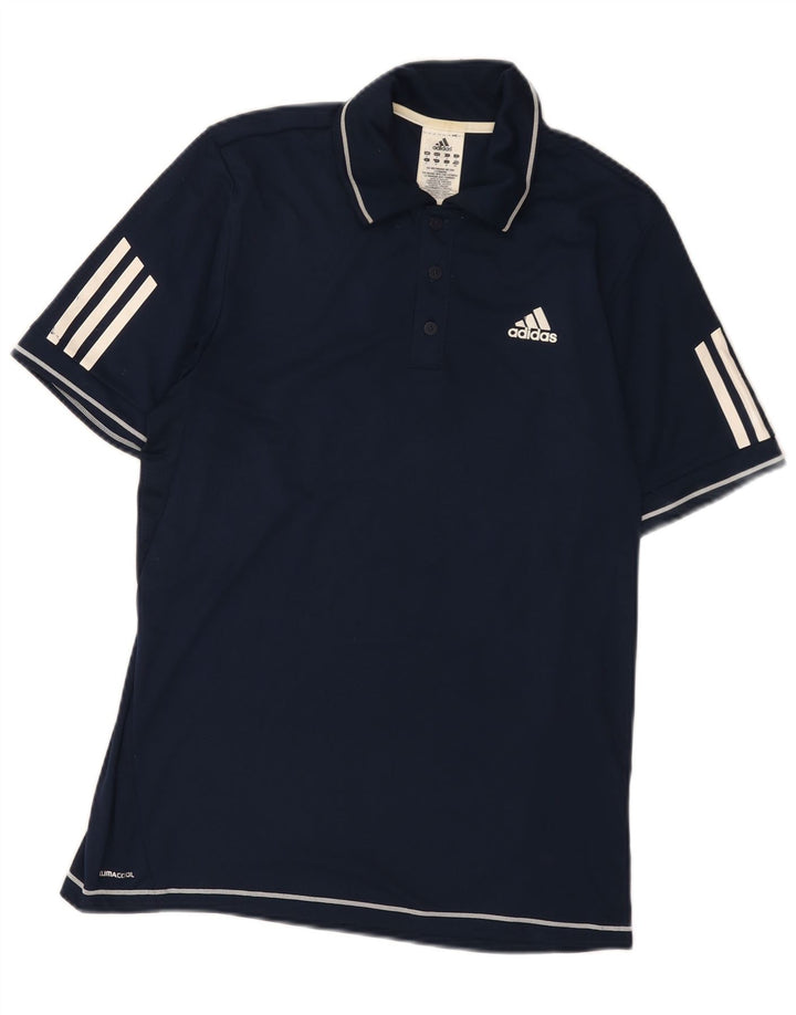 Camisa polo masculina Adidas Climacool pequena azul marinho poliéster