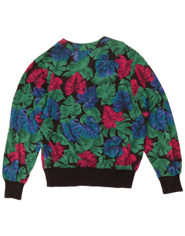Blusa feminina vintage de manga comprida UK 16 grande verde floral