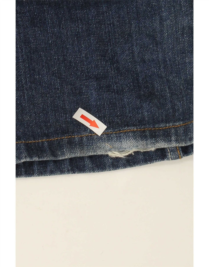 Karl Kani Calça jeans reta masculina desgastada W34 L34 azul xadrez algodão