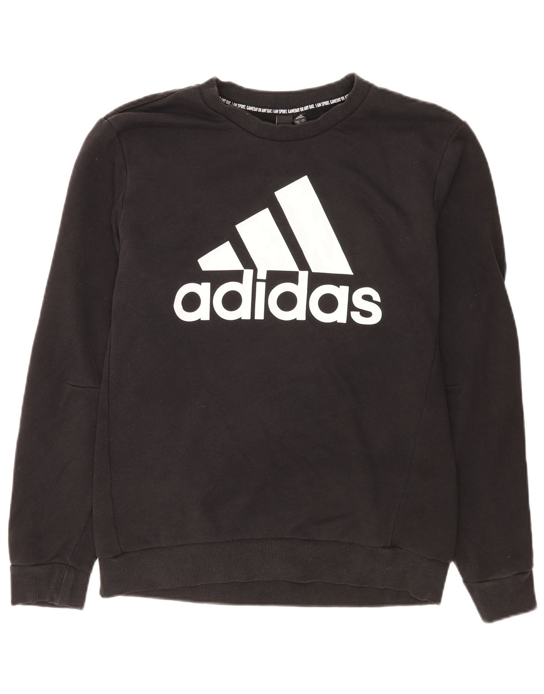 Adidas Mens Graphic Moletom Jumper Médio Algodão Preto