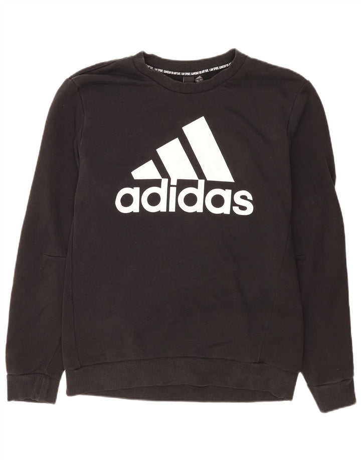Adidas Mens Graphic Moletom Jumper Médio Algodão Preto
