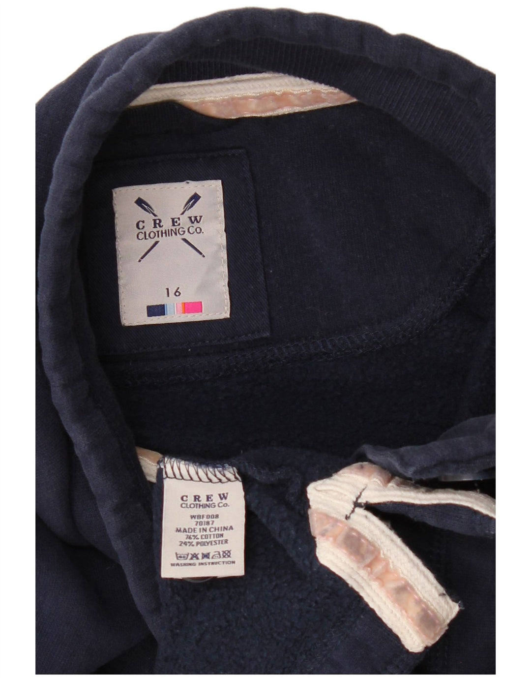 CREW CLOTHING Suéter feminino com gola redonda e botão Reino Unido 16 grande azul marinho