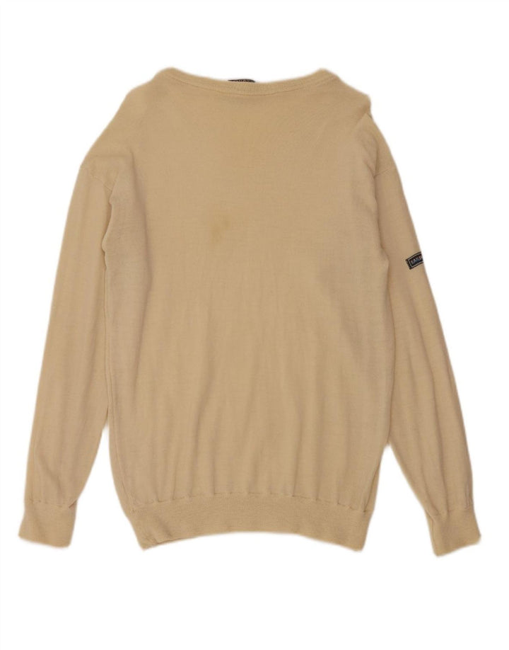 Suéter masculino VINTAGE com gola canoa XS bege