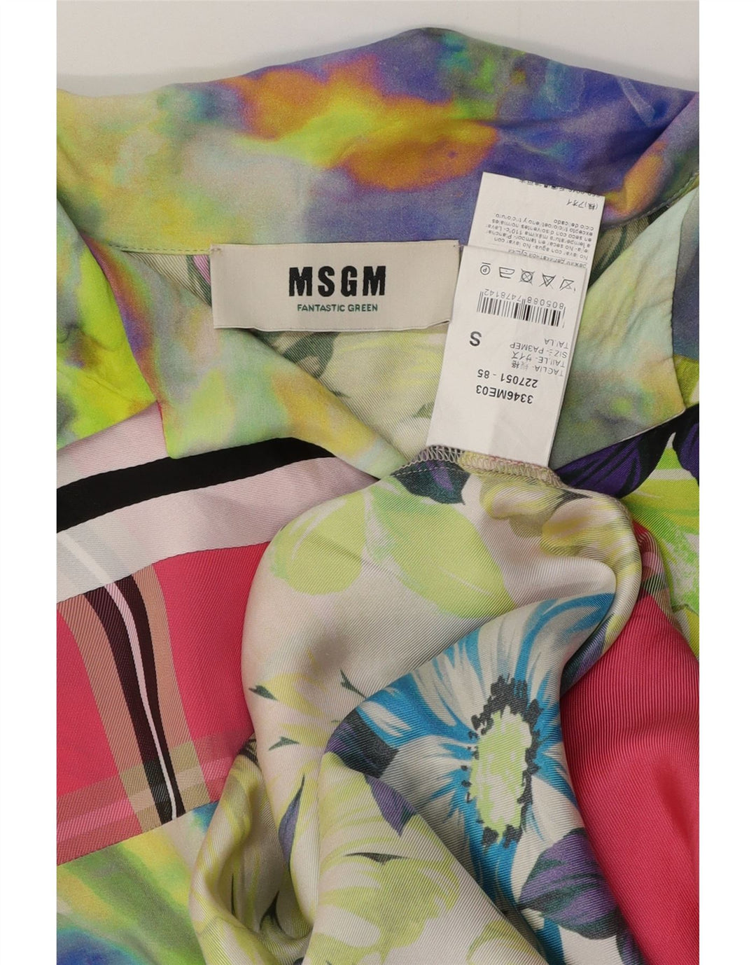 Camisa masculina de manga curta solta MSGM pequena floral tropical multicolorida