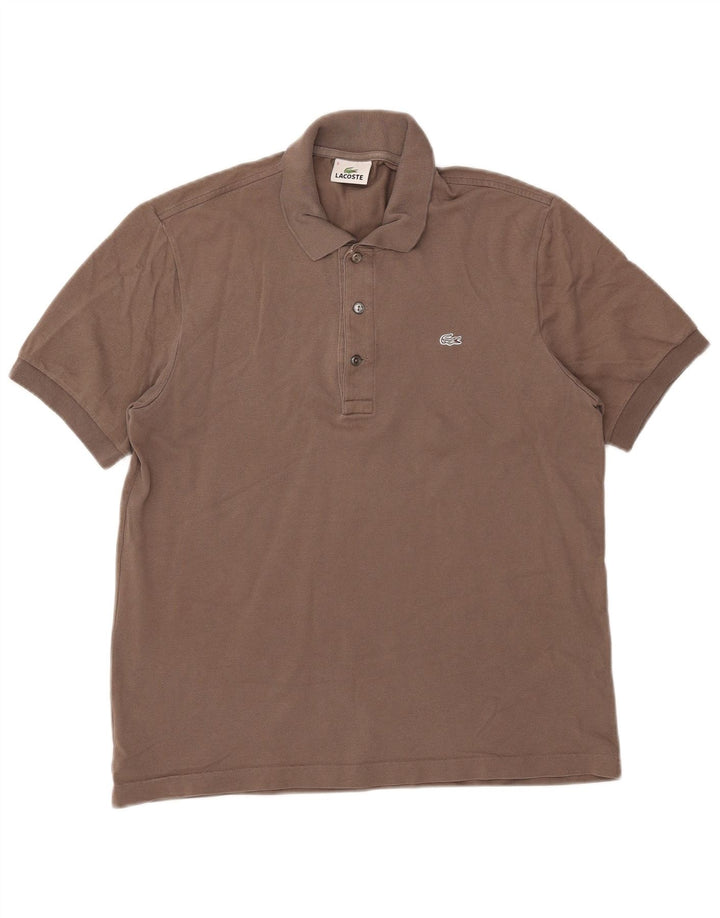 Camisa polo masculina Lacoste tamanho 5 grande algodão cinza