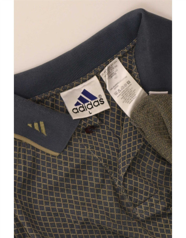 Camisa polo masculina Adidas grande cinza Argyle/algodão diamante