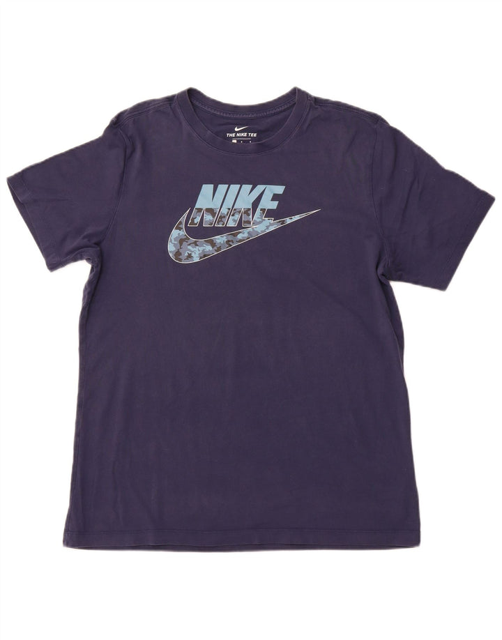 Camiseta gráfica masculina NIKE Top grande algodão azul marinho