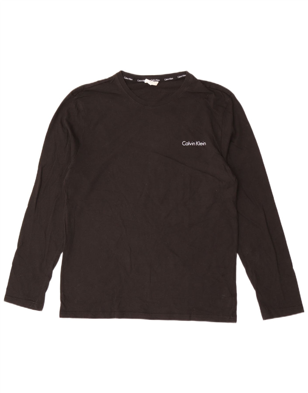 CALVIN KLEIN Top masculino de manga comprida grande algodão preto