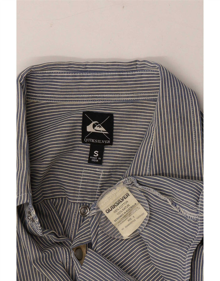 Camisa masculina Quiksilver pequena listrada azul de algodão