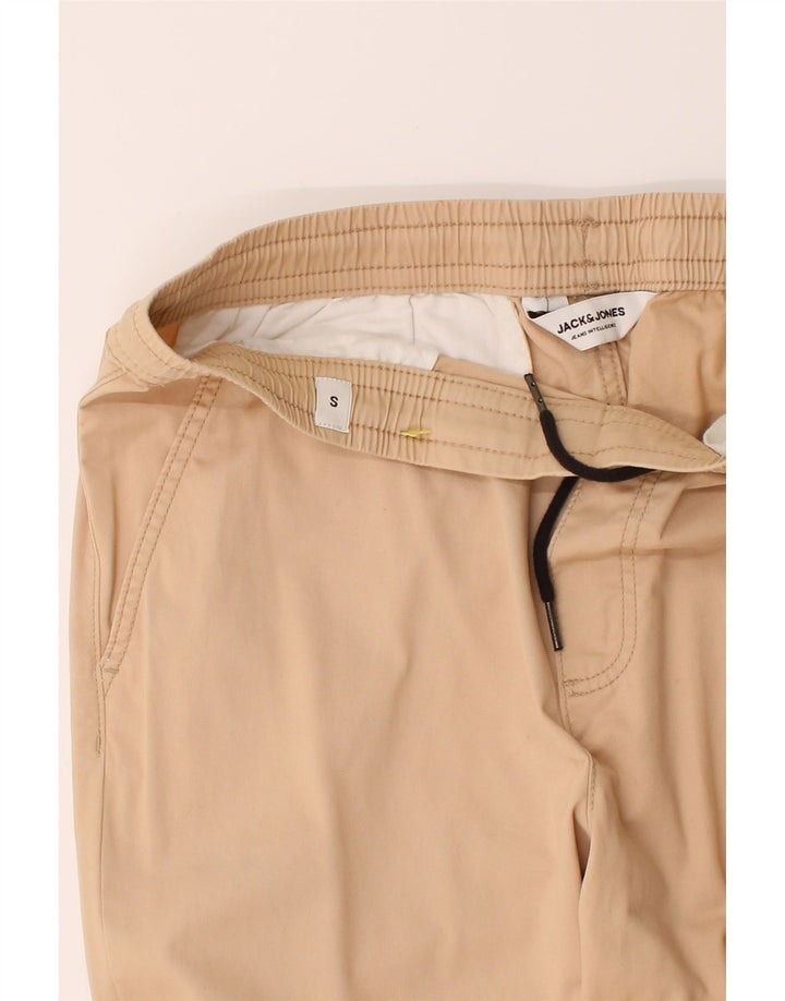 JACK & JONES Mens Joggers Cropped Trousers Small W32 L26 Beige Vintage Jack & Jones and Second-Hand Jack & Jones from Messina Hembry 