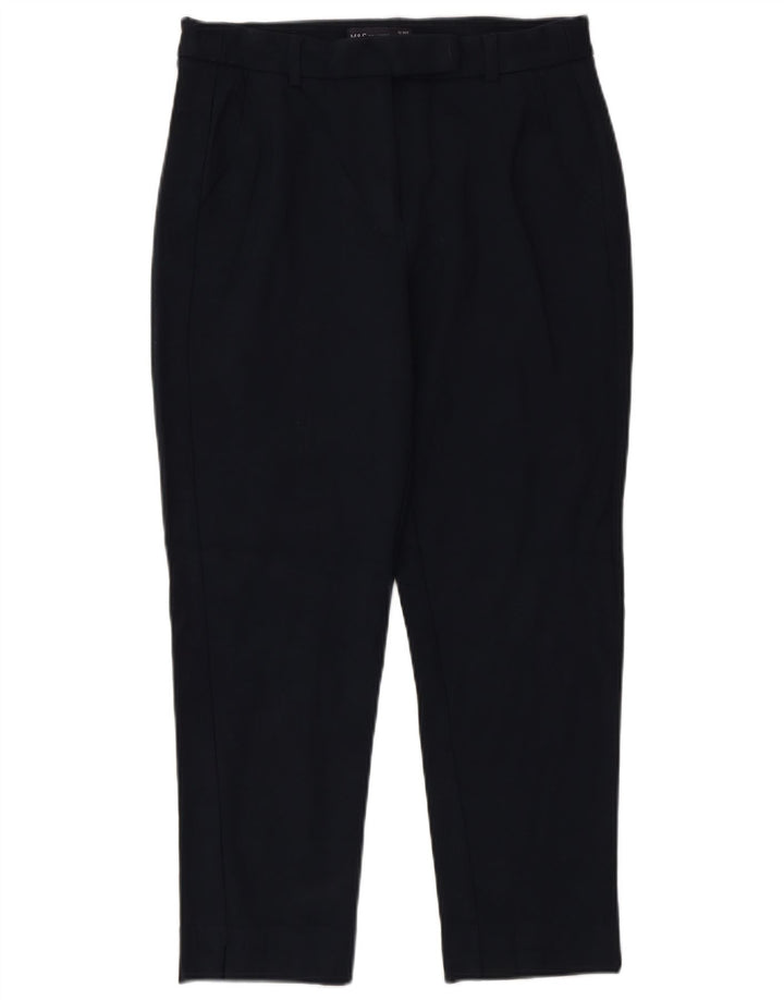 Calças cortadas femininas Marks & Spencer UK 12 médio W30 L25 azul marinho
