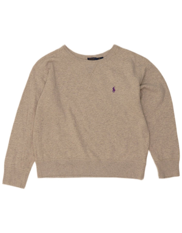 Polo Ralph Lauren moletom feminino jumper UK 18 XL cinza algodão