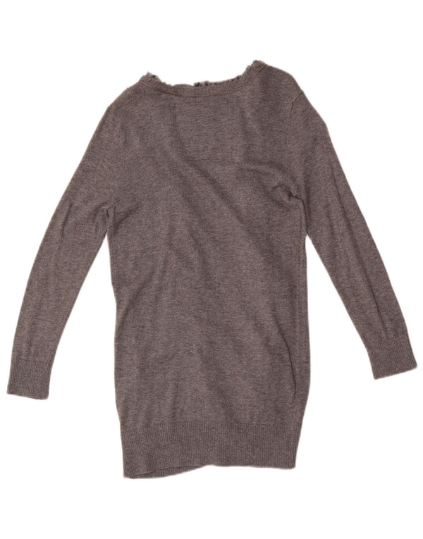 Suéter cardigã feminino Abercrombie & Fitch Longline Reino Unido 8 pequeno cinza