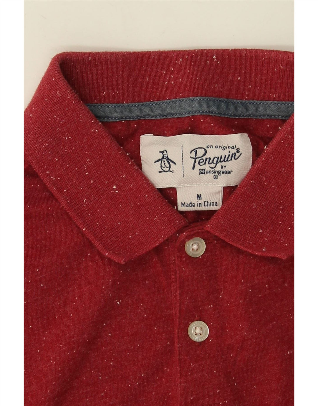 Camisa polo masculina Penguin, algodão manchado vermelho médio