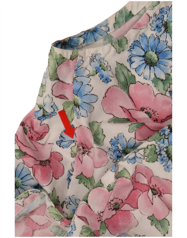 Colete feminino vintage UK 14 médio floral multicolorido