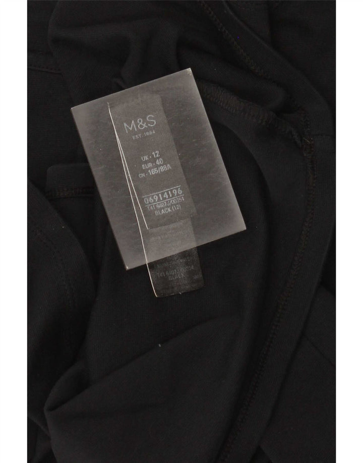 Túnica feminina Marks & Spencer manga 3/4 Reino Unido 12 algodão preto médio