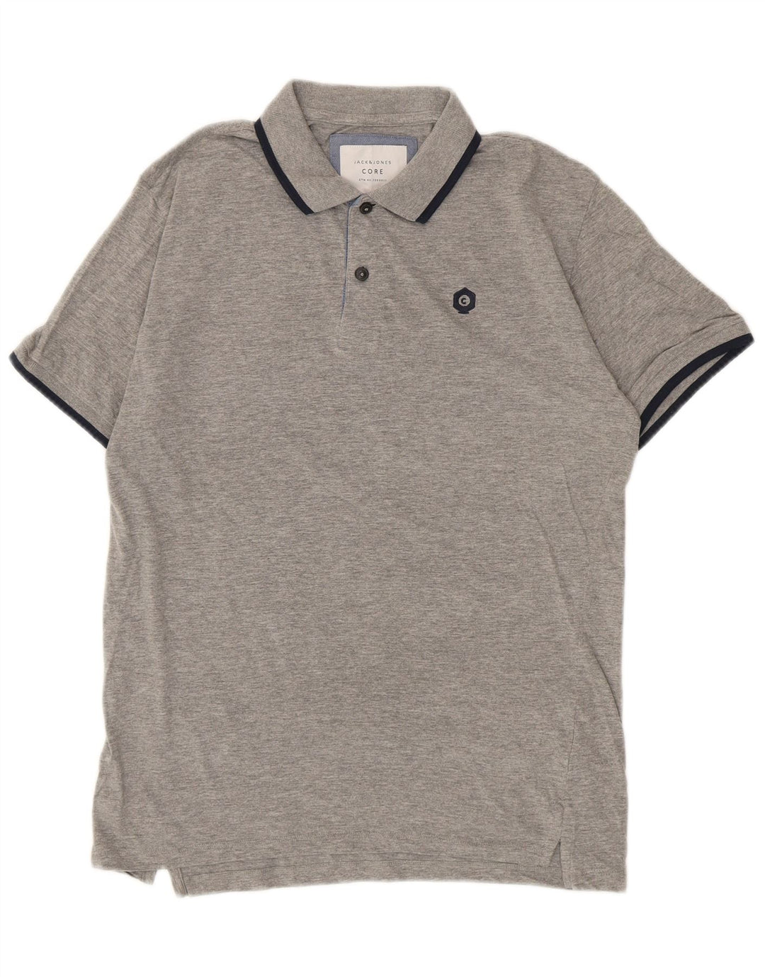 Camisa polo masculina JACK & JONES Core cinza médio algodão