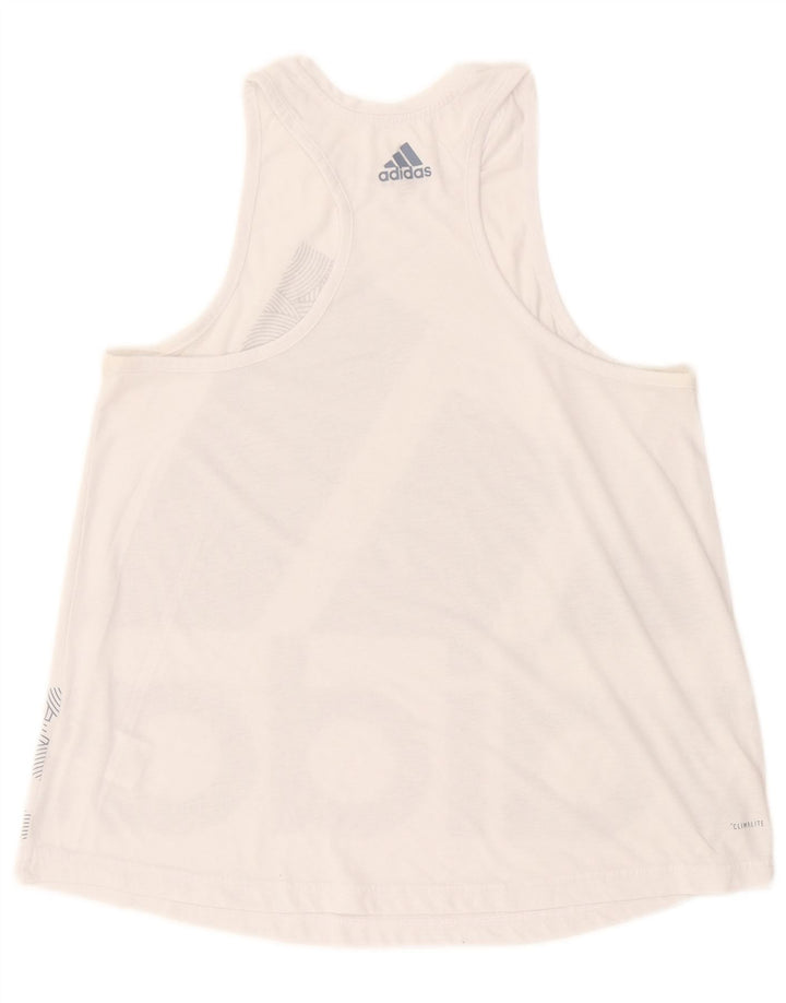 Adidas Womens Climalite Graphic Vest Top UK 12/14 Médio Branco Poliéster