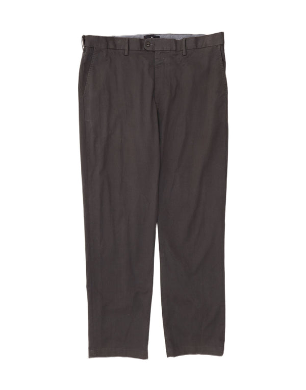Calça chino reta masculina Marks & Spencer W40 L33 algodão cinza