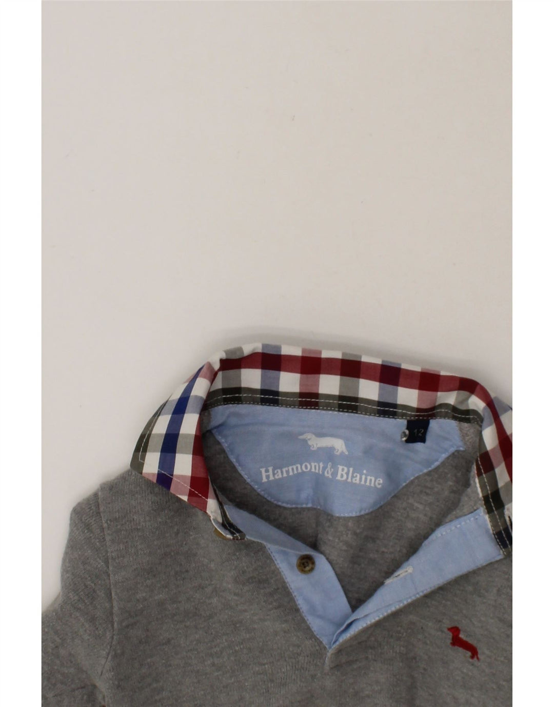HARMONT & BLAINE Baby Boys Polo Neck Jumper Sweater 9-12 Months Grey Vintage Harmont & Blaine and Second-Hand Harmont & Blaine from Messina Hembry 