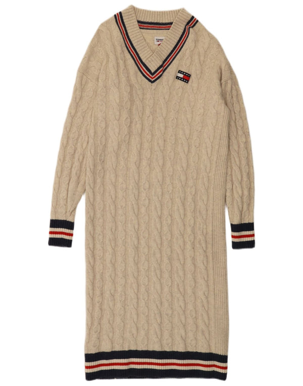 Vestido jumper feminino Tommy Hilfiger manga comprida UK 10 pequeno branco