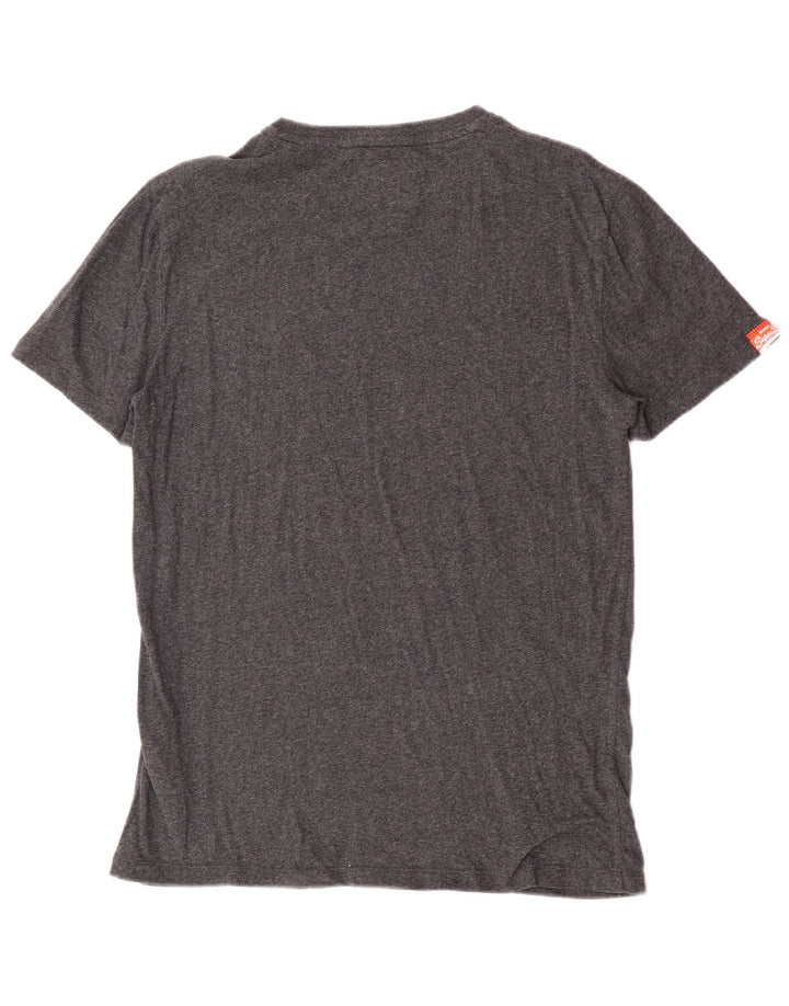 Camiseta masculina Superdry Top grande algodão manchado cinza