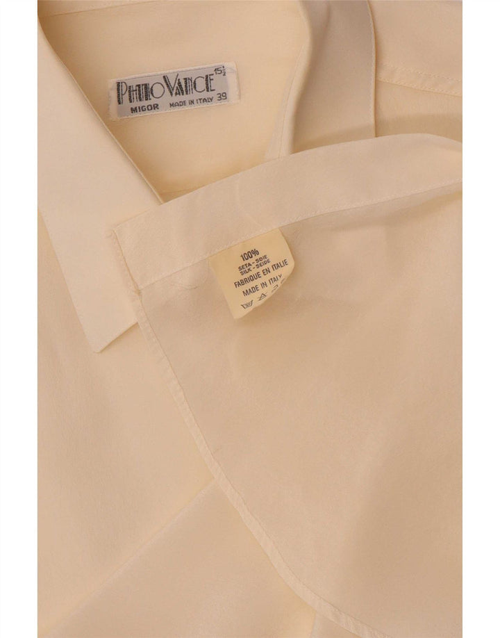 Camisa masculina Philo Vance tamanho 39 15 1/2 médio off white seda