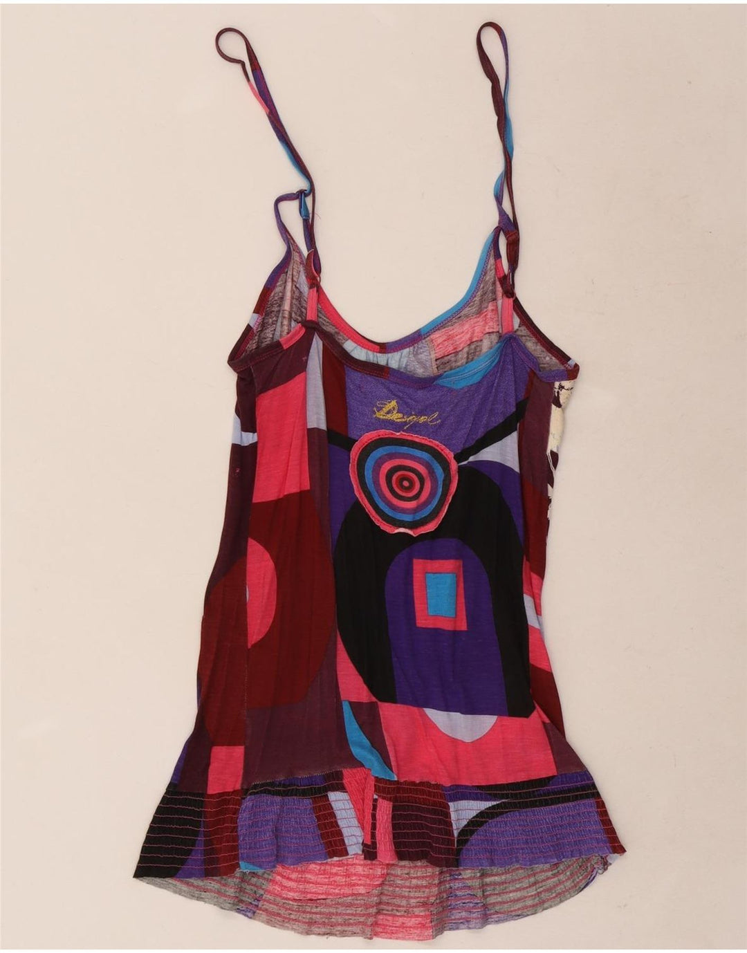 Desigual Womens Graphic Cami Top UK 12 Médio Borboleta Multicolorida