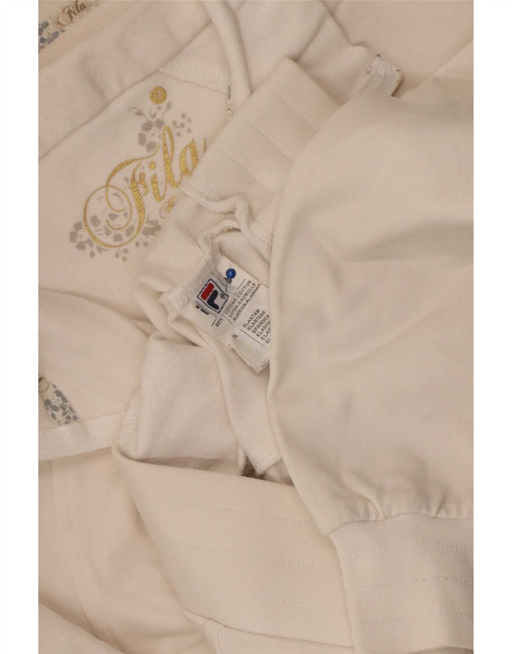 Fila Womens Tracksuit Top Jacket UK 10 Pequeno Algodão Listrado Branco