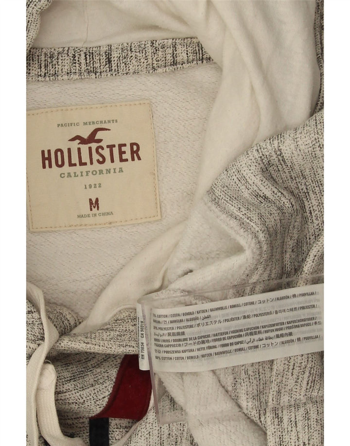 Suéter masculino com capuz gráfico HOLLISTER algodão manchado cinza médio