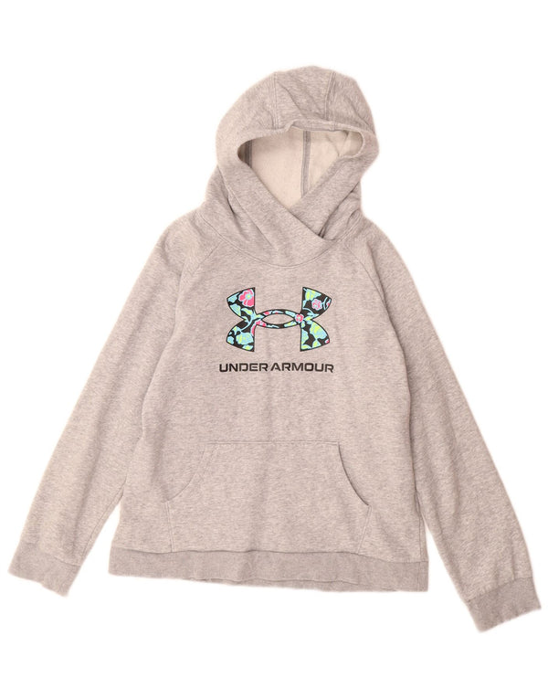 Suéter gráfico com capuz Under Armour para meninas 11-12 anos grande algodão cinza