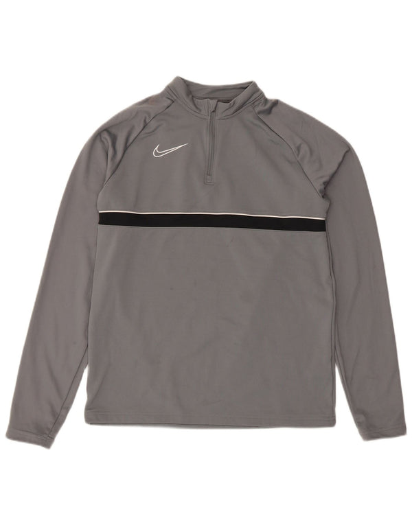 Nike Meninos Dri Fit Top Manga Comprida 13-14 Anos XL Cinza Listrado Esportes