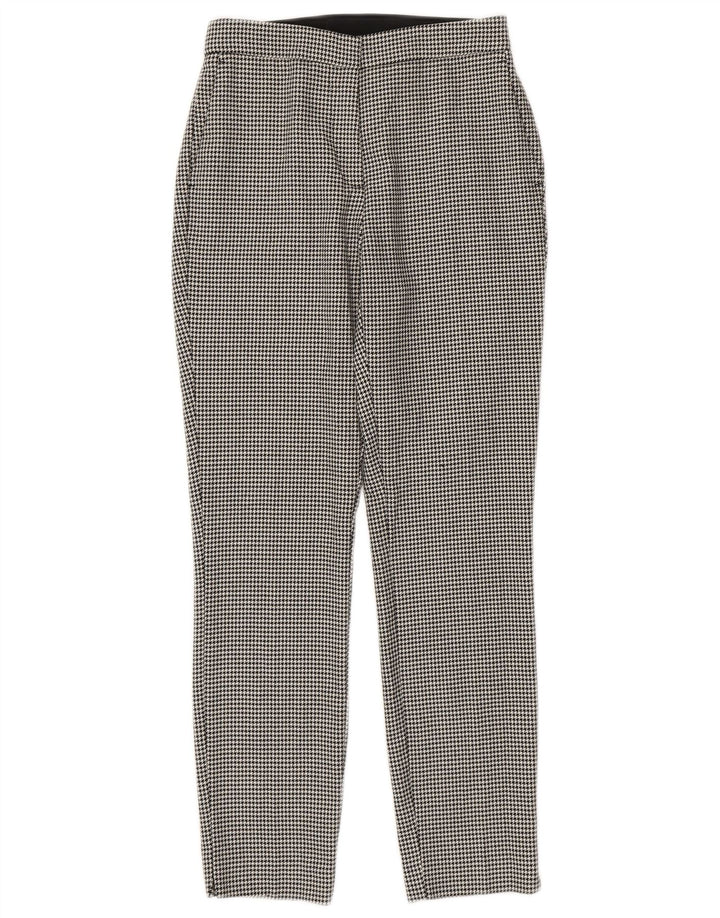 Zara Calça Chino Feminina Slim Pequena W26 L27 Poliéster Houndstooth Preto