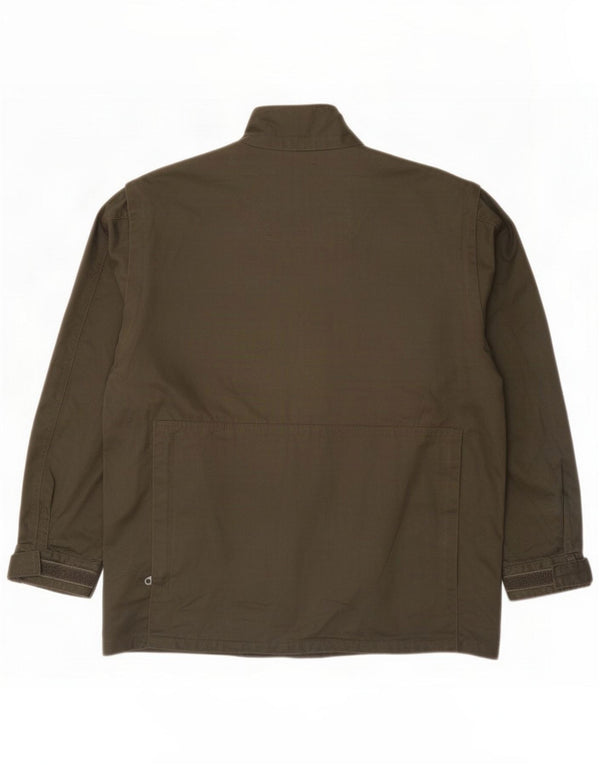 Jaqueta utilitária masculina vintage UK 44 2XL poliéster cáqui