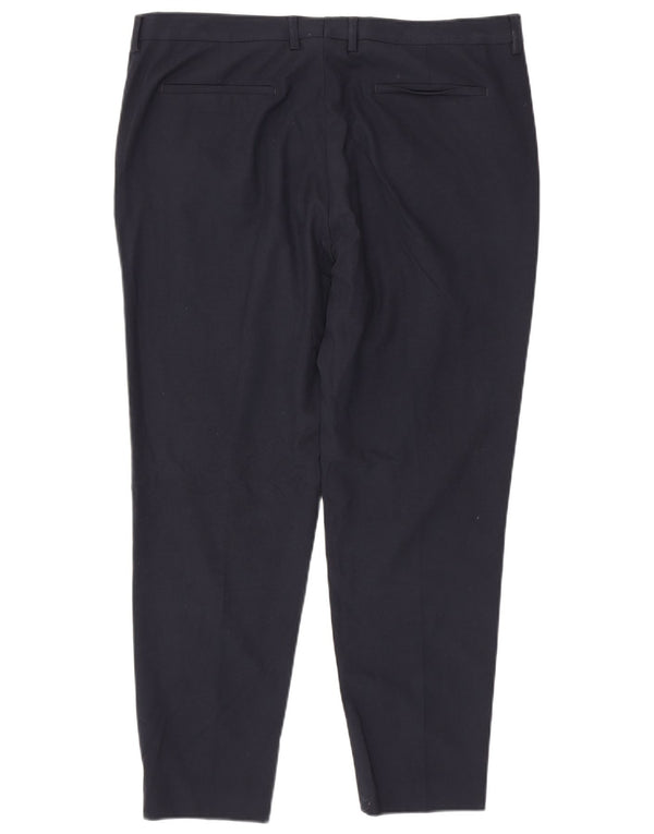 Zara Mens Slim Calça Casual EU 46 XL W36 L28 Azul Marinho