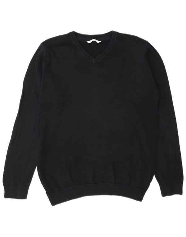 Suéter Marks & Spencer Boys com decote em V 13-14 anos algodão preto
