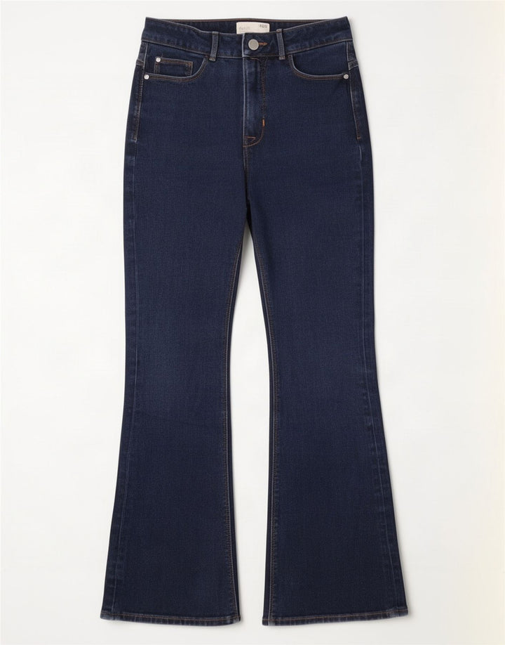 Jeans feminino Marks & Spencer Magic Flared UK 10 pequeno W26 L26 azul marinho