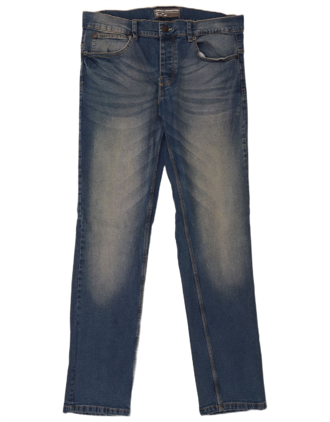 FRENCH CONNECTION Jeans feminino gráfico slim W32 L32 algodão azul